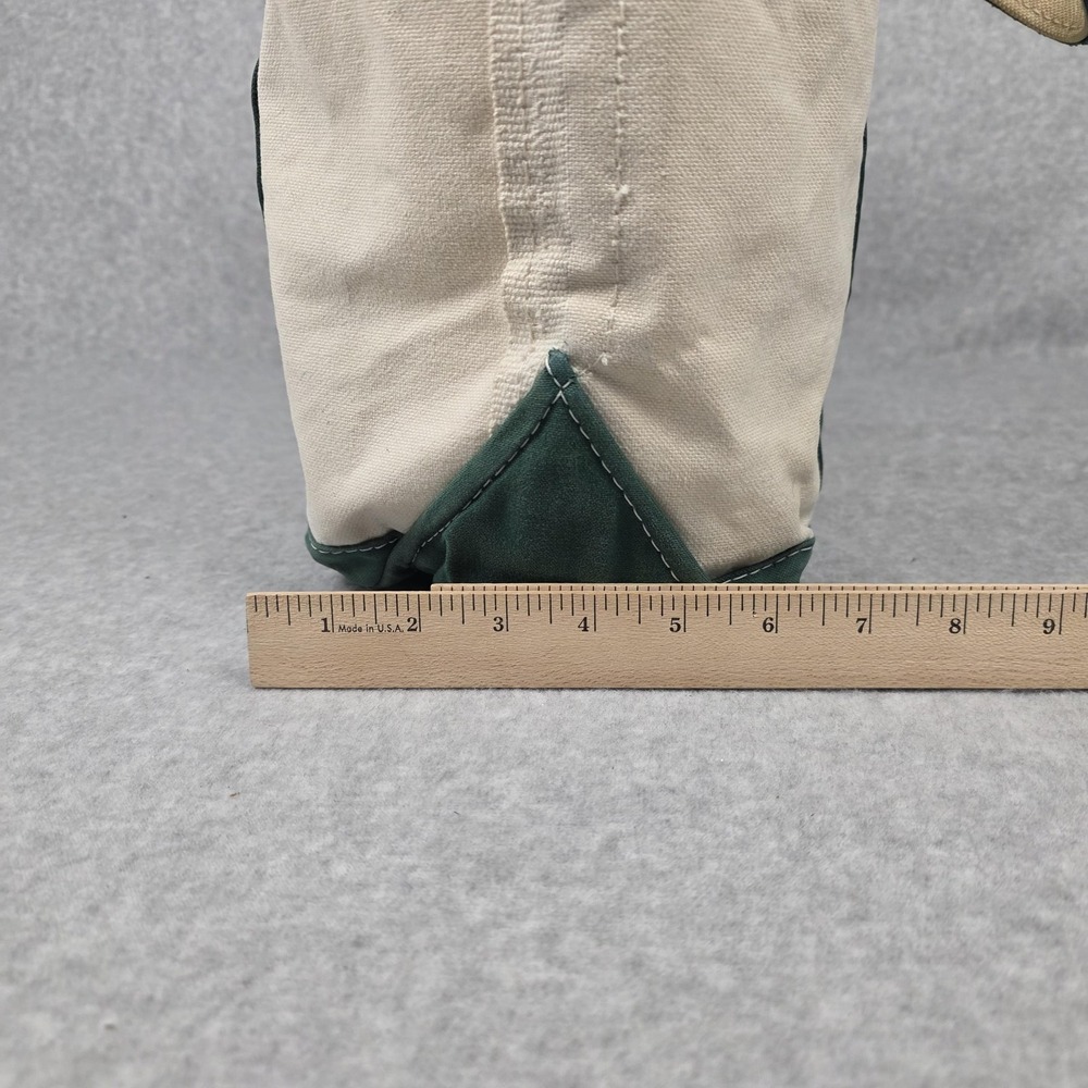 Vintage LL Bean Boat And Tote Womens Medium Beige Green Canvas Made In USA 80s - Picture 10 of 11